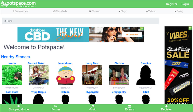 Potspace.com cannabis community